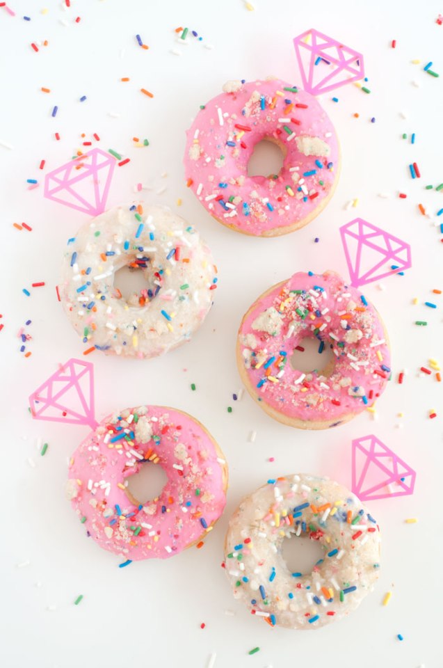 Birthday+Cake+Doughnuts+with+Gem+Toppers+_+Sprinkles+for+Breakfast